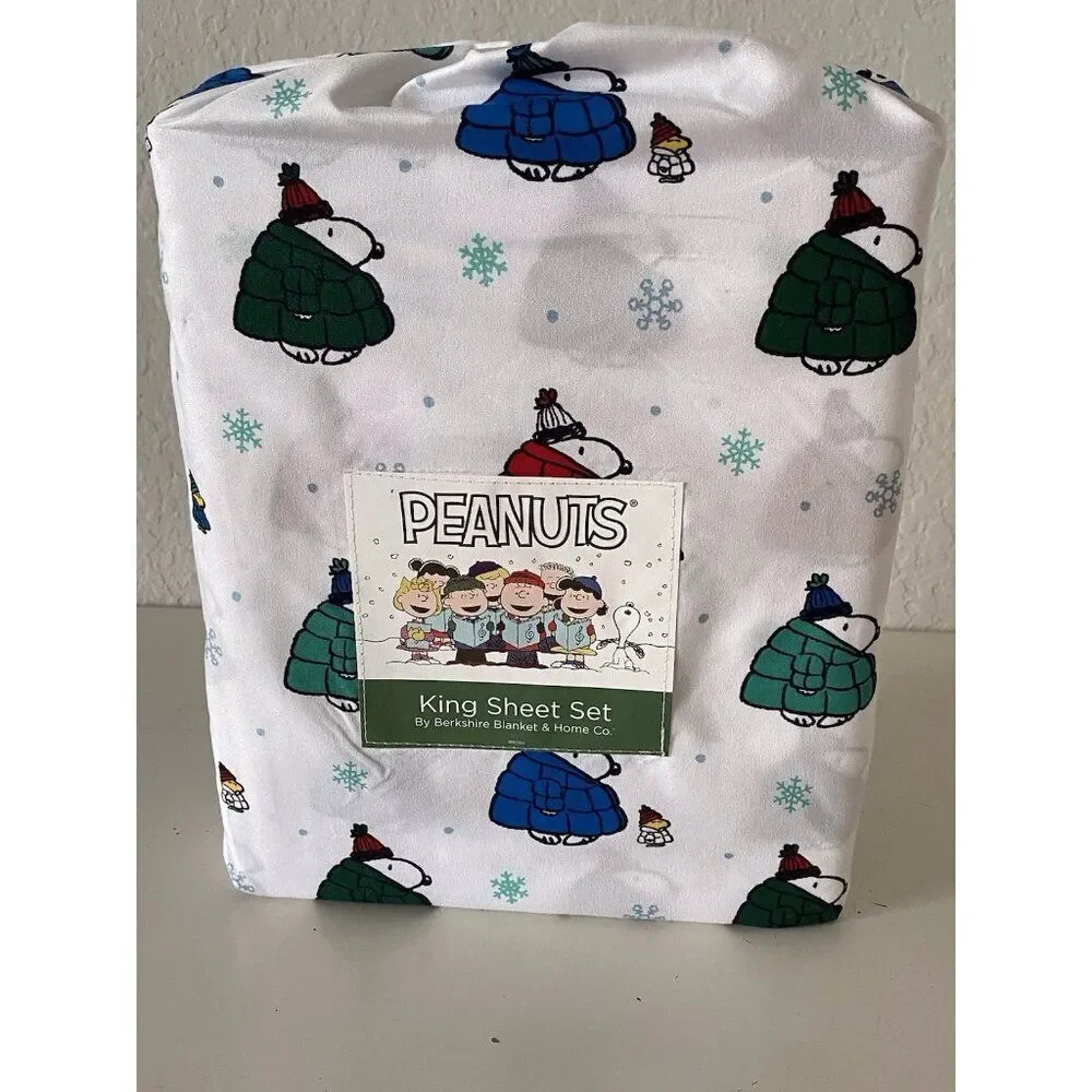 Peanuts Snoopy Puffy Puffer Coat Jacket Sheet‎ Set KING SIZE Multicolor Soft NEW